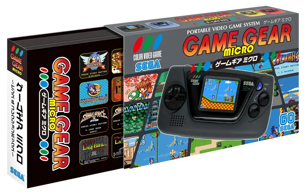 Render de la caja de la futura Game Gear Micro de Sega, en negro