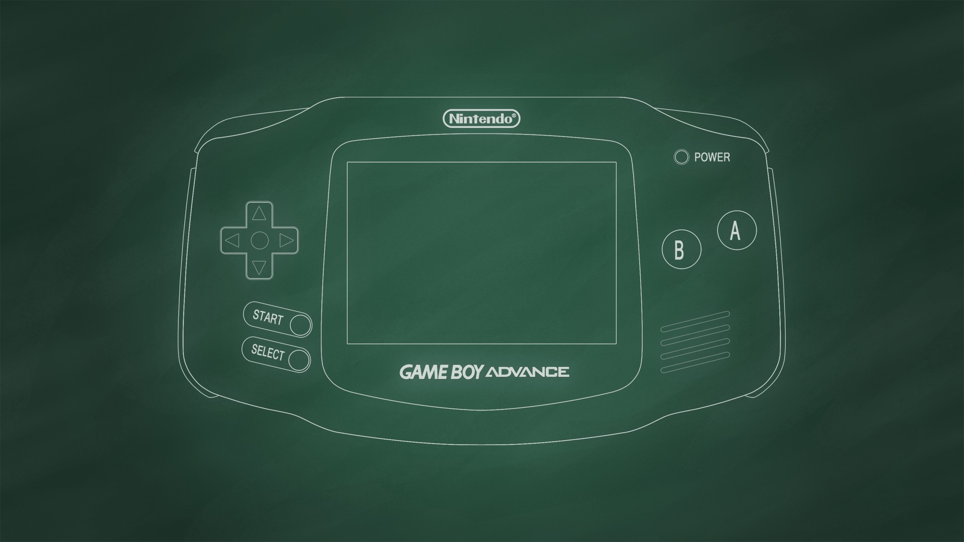 Esquema en vector verde de consola GBA original