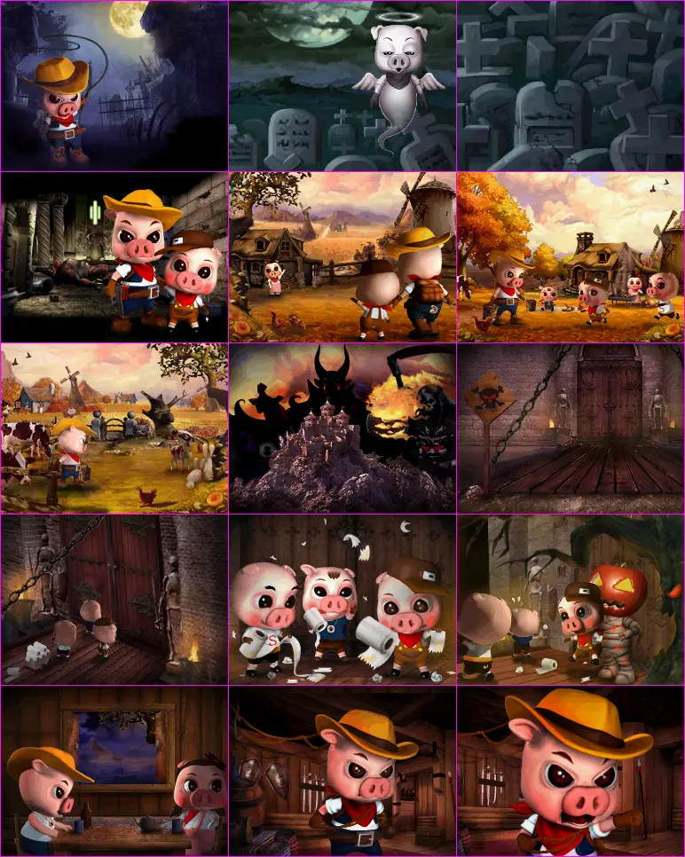 Captura múltiple de las escenas o cutescenes de Barnyard Blast para Nintendo DS