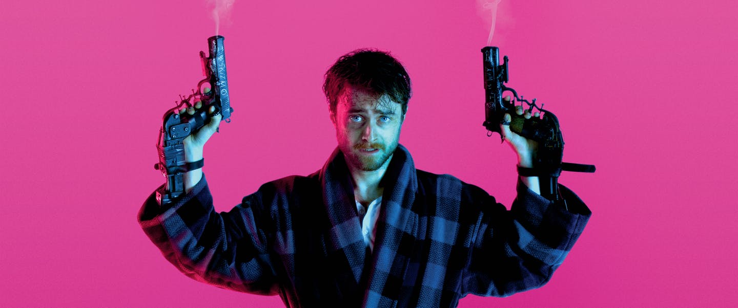 Imagen de Daniel Radcliffe con dos pistolas en su personaje de la película Guns Akimbo